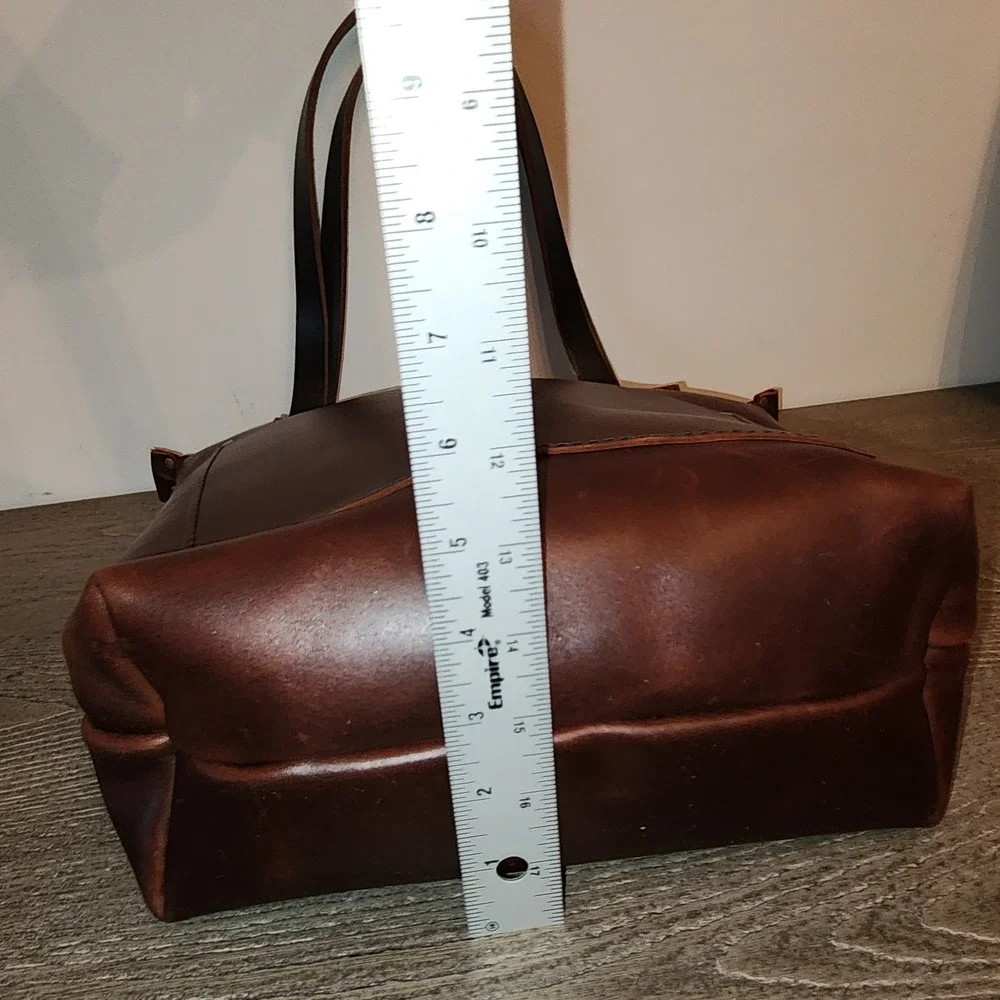 Portland Leather Goods S Zip Tote Brown Full Grain Leather Quiet Luxury